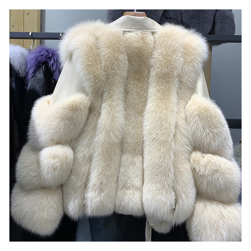 Winter Trendy Women Fur Outwear Jacket Coat 100% Genuine Real Fox Fur Coats