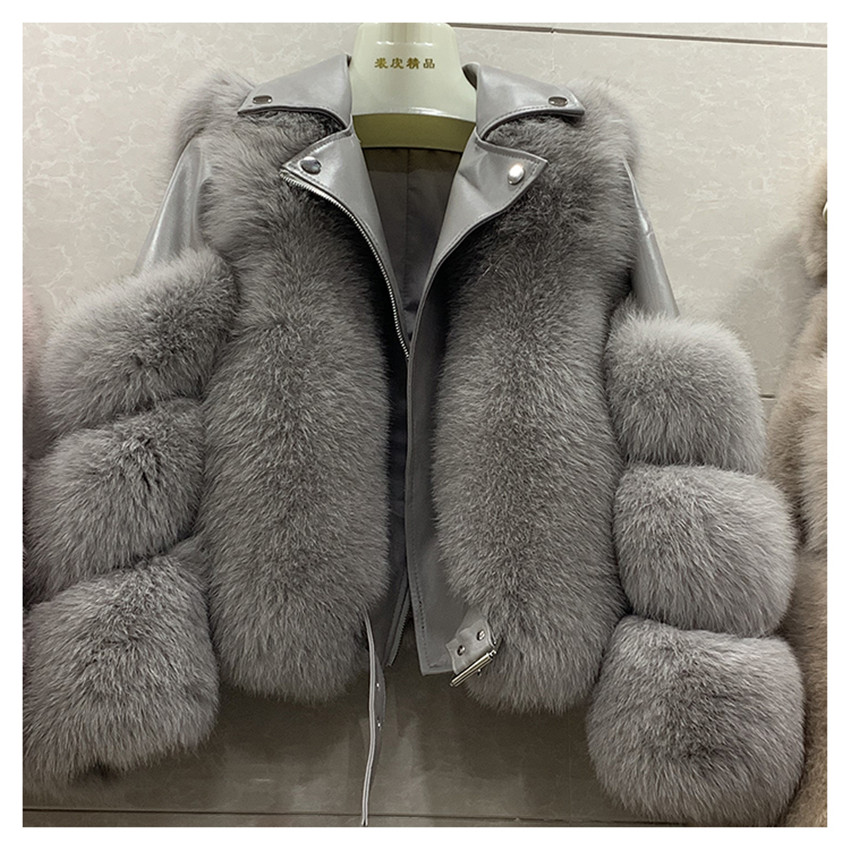 Winter Trendy Women Fur Outwear Jacket Coat 100% Genuine Real Fox Fur Coats