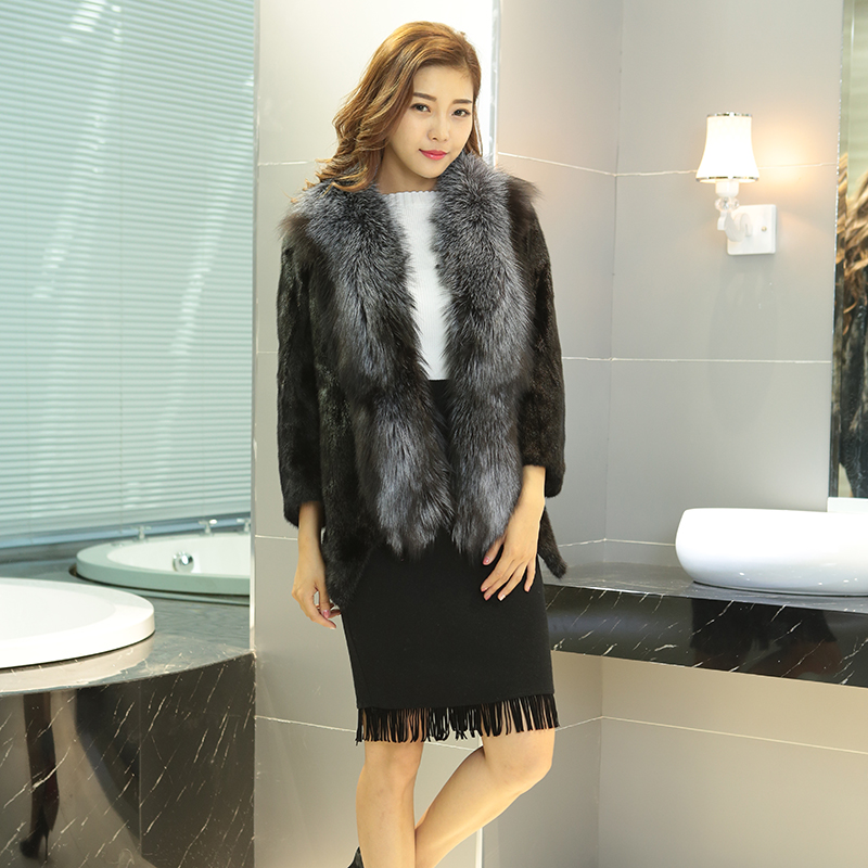 Short Sleeve Jacket Women Winter Mink Fur Coat 100% Real Natural Color Woolen Autumn Winter Polyeste