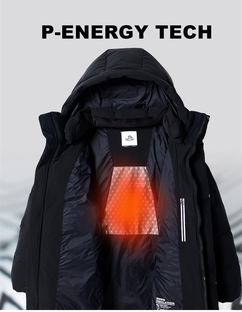 PELLIOT Winter long goose down over the knee thick waterproof cold-resistant bubble men's puffer dow
