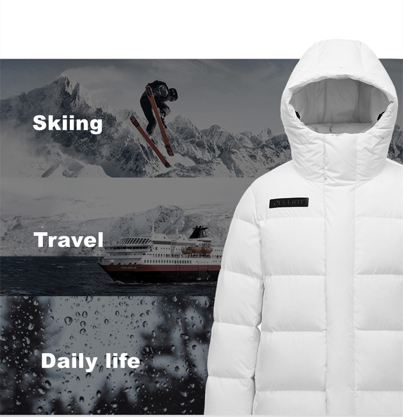 PELLIOT Winter long goose down over the knee thick waterproof cold-resistant bubble men's puffer dow