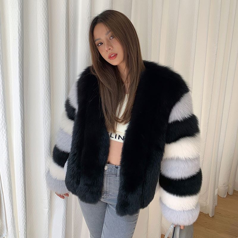 Women Hot Sale Fox Fur Coat Luxury New Real Fox Fur Women's Coats American Clothing Winter Clothes F