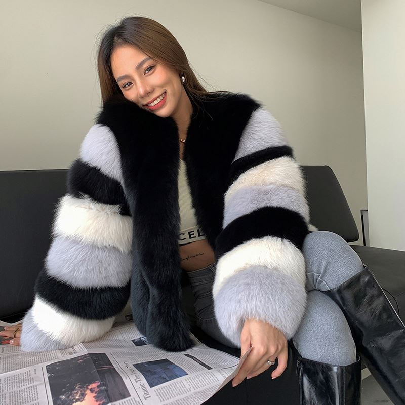 Women Hot Sale Fox Fur Coat Luxury New Real Fox Fur Women's Coats American Clothing Winter Clothes F