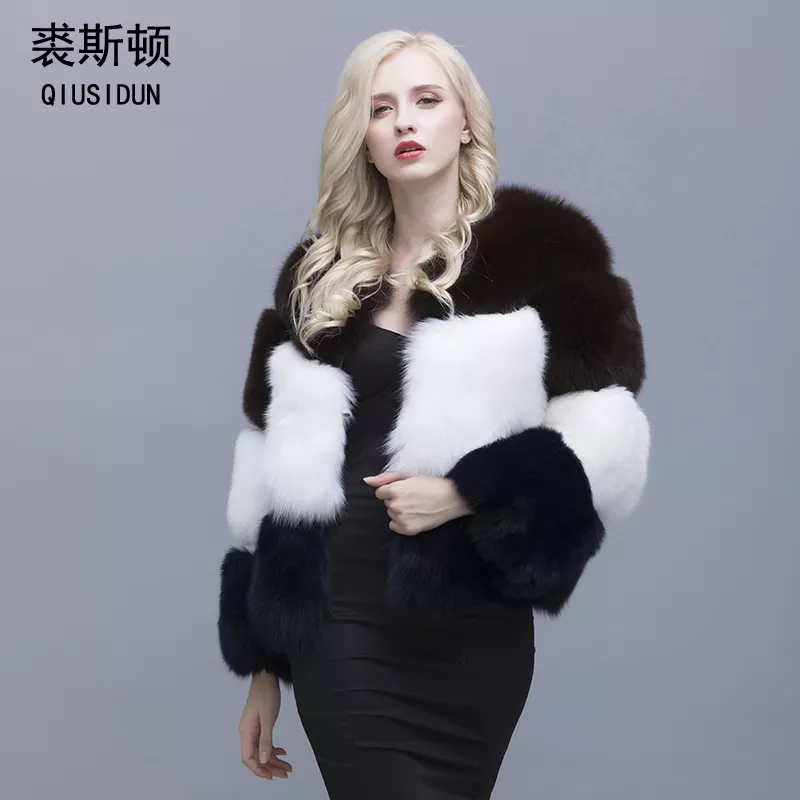 MWFur Multi color Jacket For Women Fashion Real Fox Fur Coat Winter Ladies Outwear Natural Fox Fur C