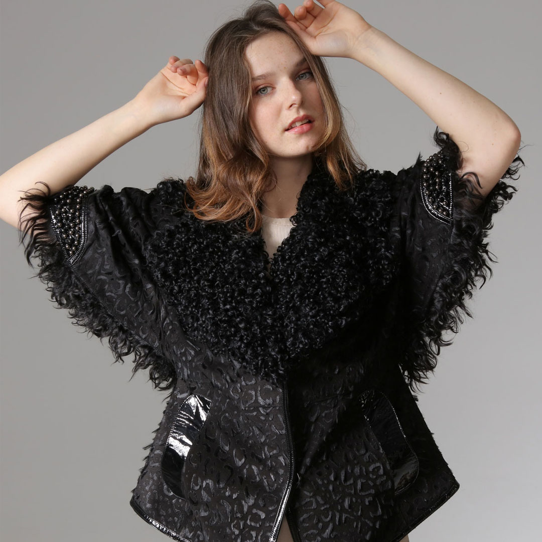 Genuine Leather Black Women's Leopard Patterned Coat  BCK1569  New Season Luxury Autumn Winter Best 