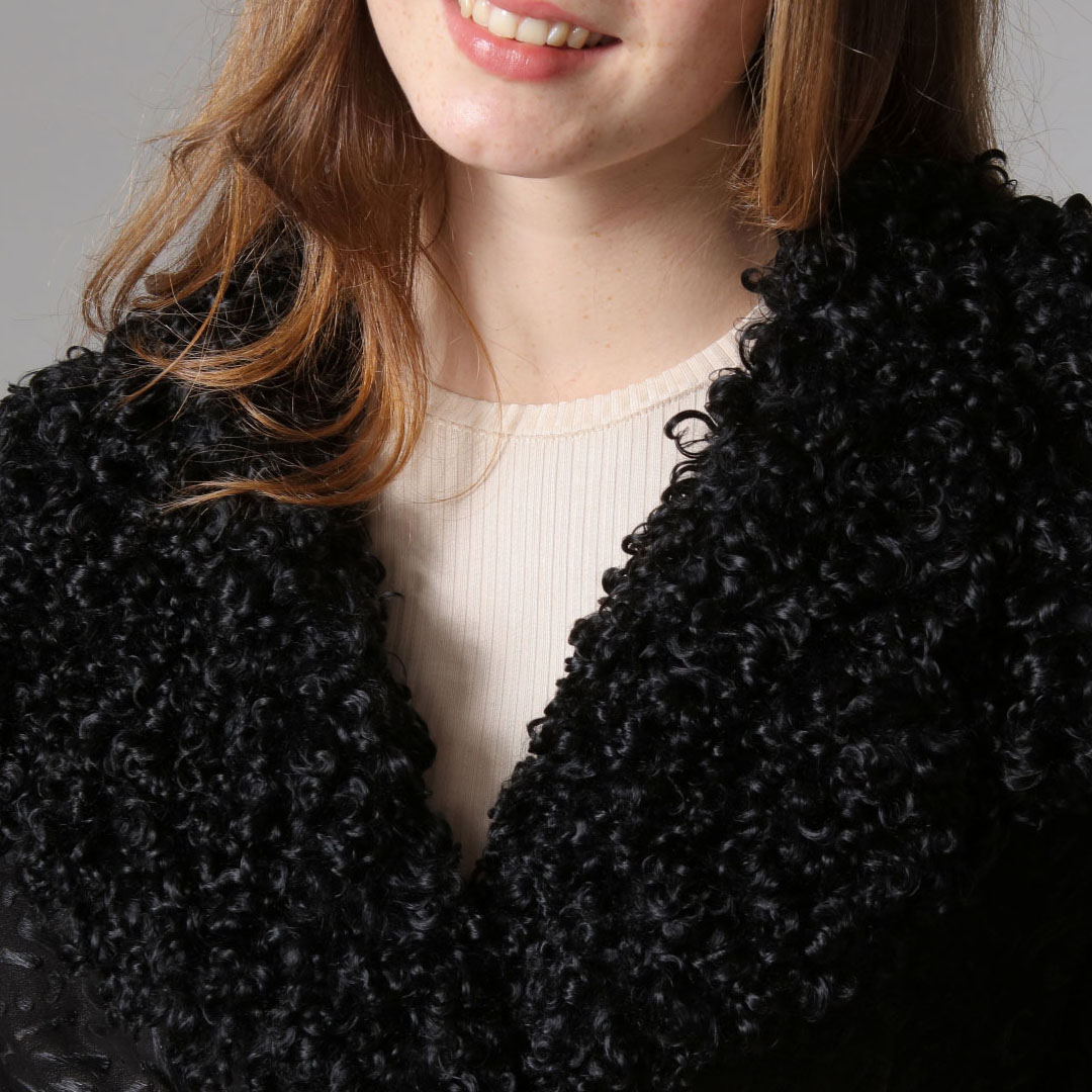 Genuine Leather Black Women's Leopard Patterned Coat  BCK1569  New Season Luxury Autumn Winter Best 
