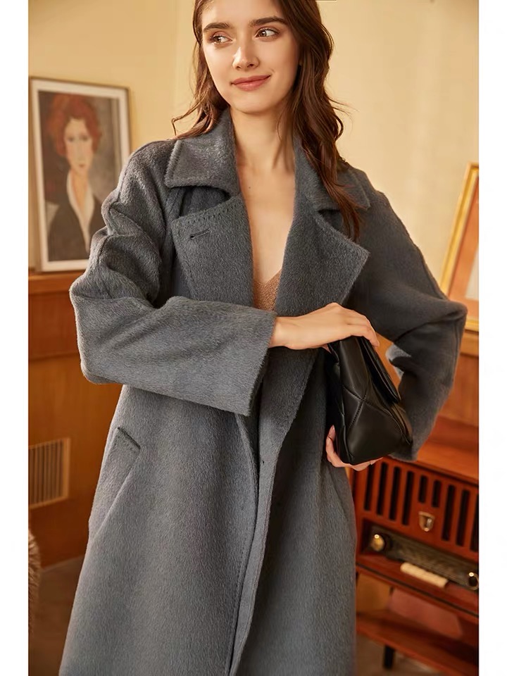 Top qiality luxury fashion winter coat for womens ladies long cashmere alpaca wool coat