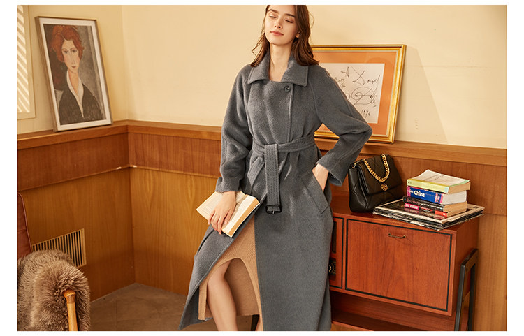 Top qiality luxury fashion winter coat for womens ladies long cashmere alpaca wool coat
