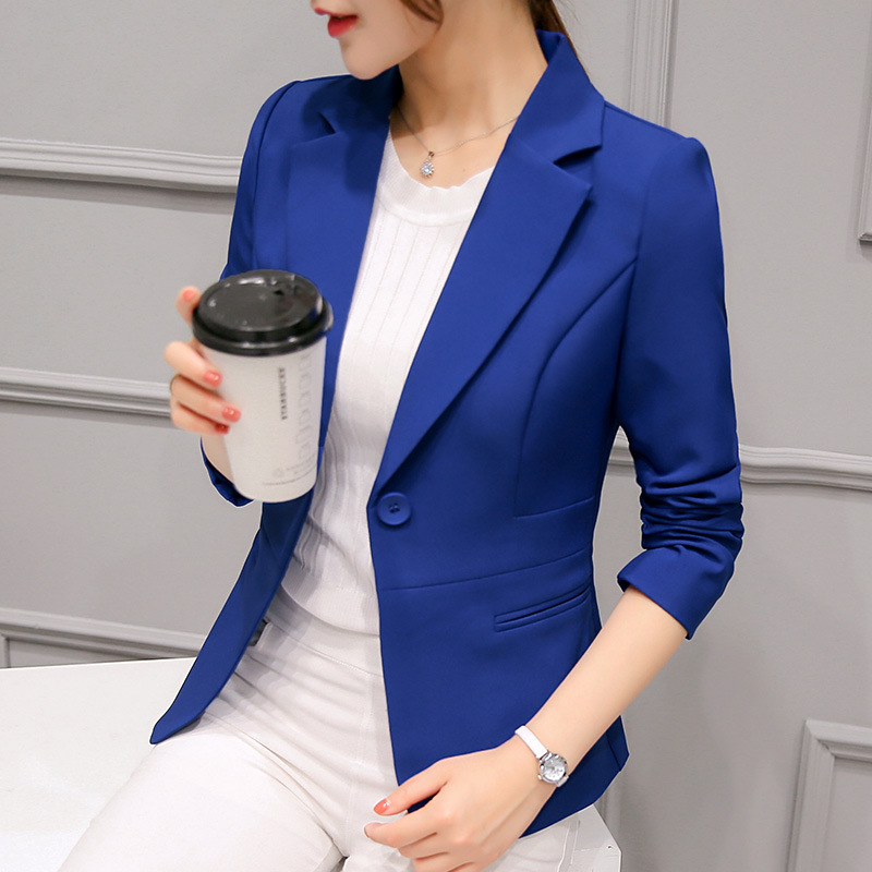 Women Office Plaid Blazer Long Sleeve Loose Suit C