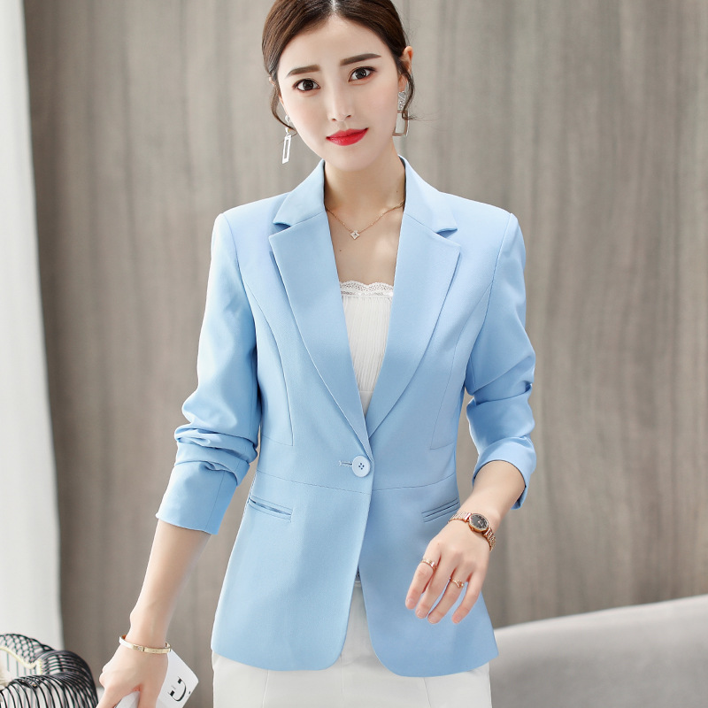 Women Office Plaid Blazer Long Sleeve Loose Suit C