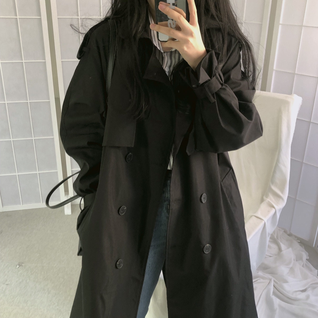 OOTN Autumn Winter Fashion Double-breasted Windbre