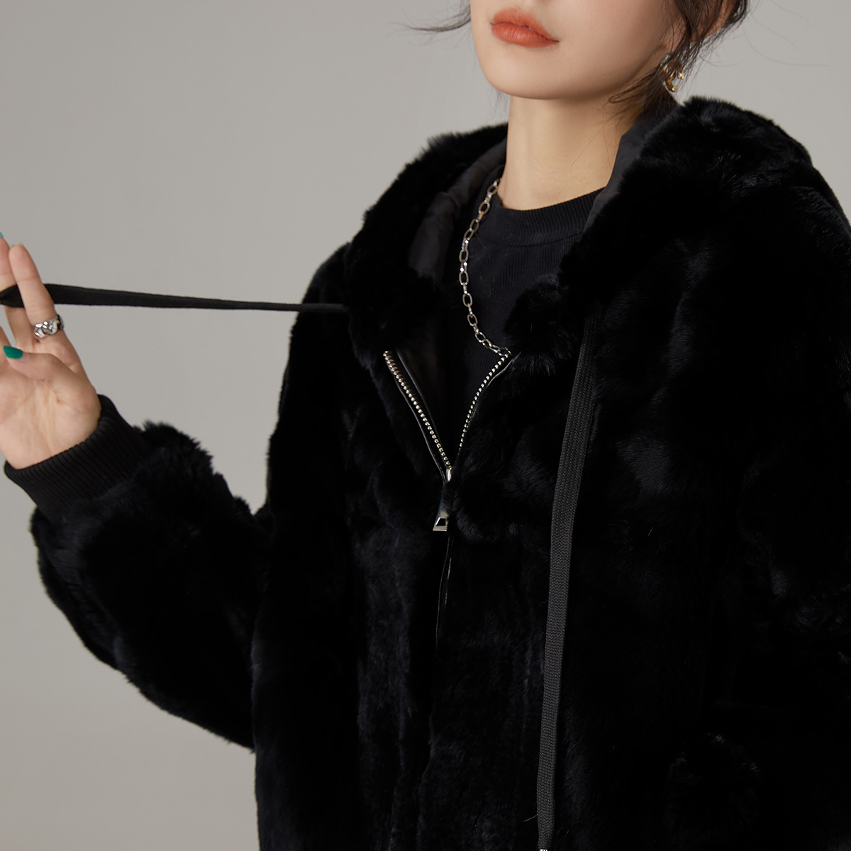Winter Long Mink Fur Leather Girl Jacket Coat Winter Jacket For Women