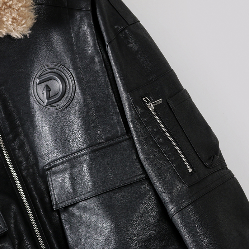 Stylish solid color leather coat with fur women winter jacket clothes plus size winter coat for wome