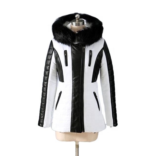 Hot Sale Autumn Winter Cool Girls Clothing Polyester Fabric Waded Genuine Leather Detachable Fox Fur