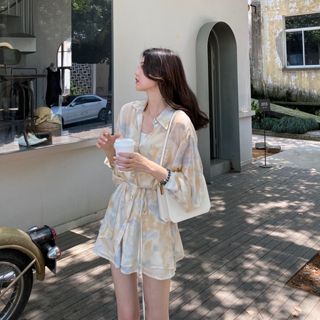 Three-piece dress with clothing shirt 2023 spring covered hi