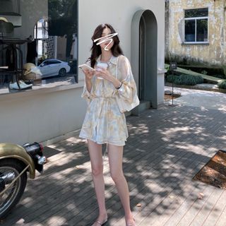 Three-piece dress with clothing shirt 2023 spring covered hi