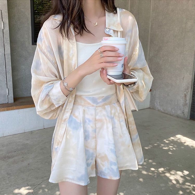Three-piece dress with clothing shirt 2023 spring covered hi