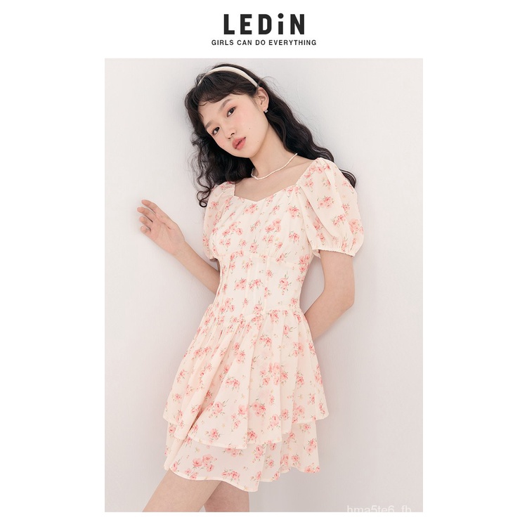 ????Lecho new product romantic floral princess dress 2022 spring and summer new women's fish bone wa