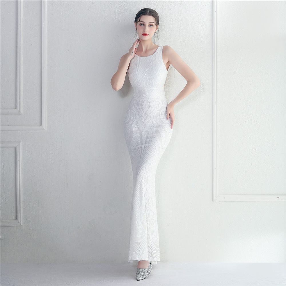 Evening dress women's new banquet Sequin fishtail prom party dress long gown formal birthday dress w