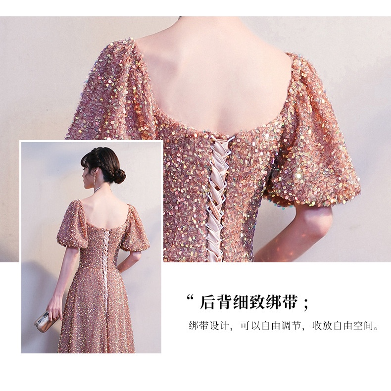Sequined Elegant annual meeting Long casual dress dinner party evening dress female host maxi banque