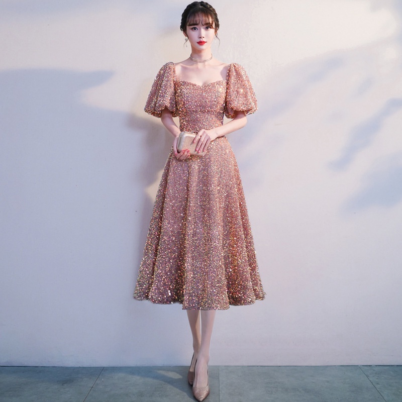 Sequined Elegant annual meeting Long casual dress dinner party evening dress female host maxi banque