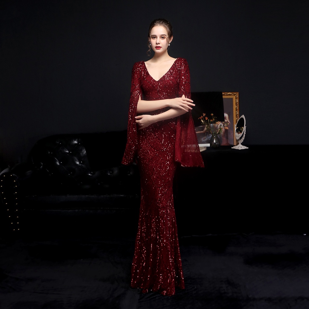 【In Stock】Evening dress women banquet Sequin fishtail prom party dress long gown formal birthday dre