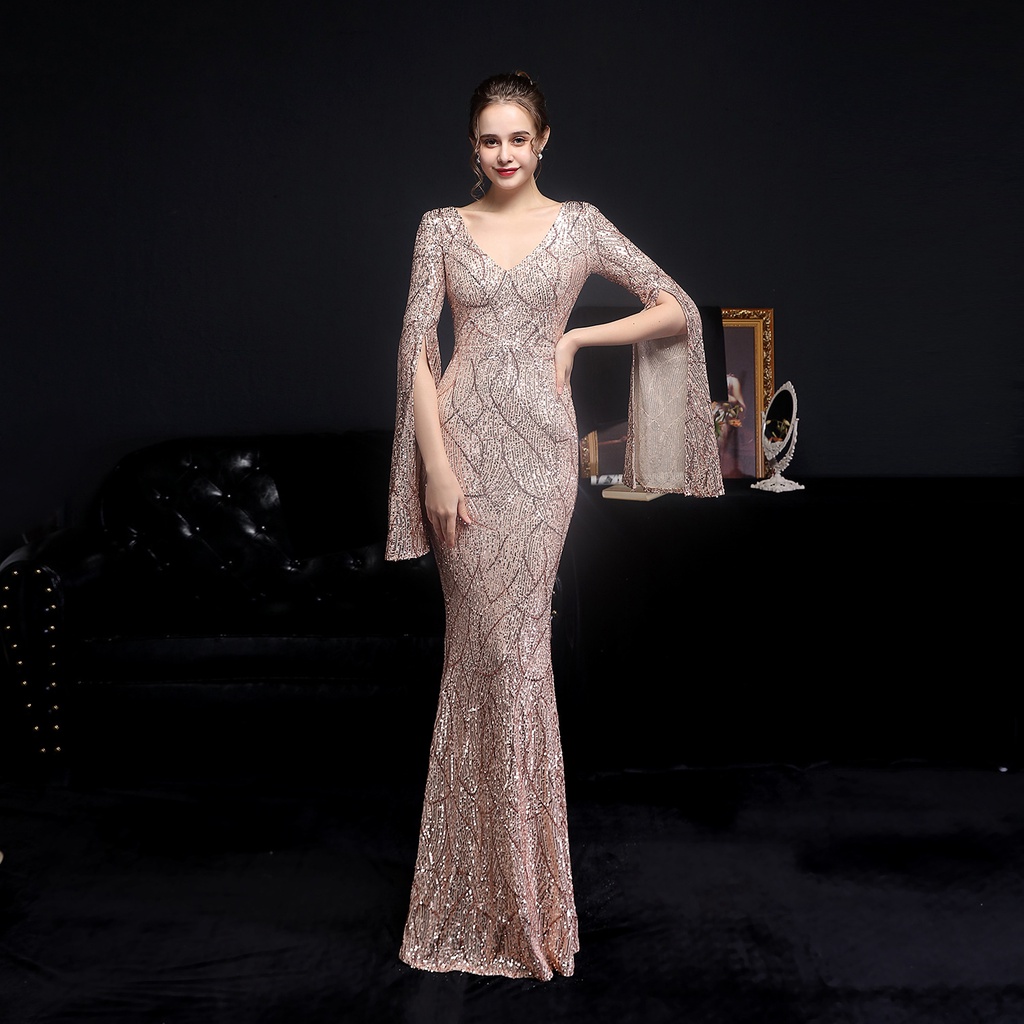 【In Stock】Evening dress women banquet Sequin fishtail prom party dress long gown formal birthday dre