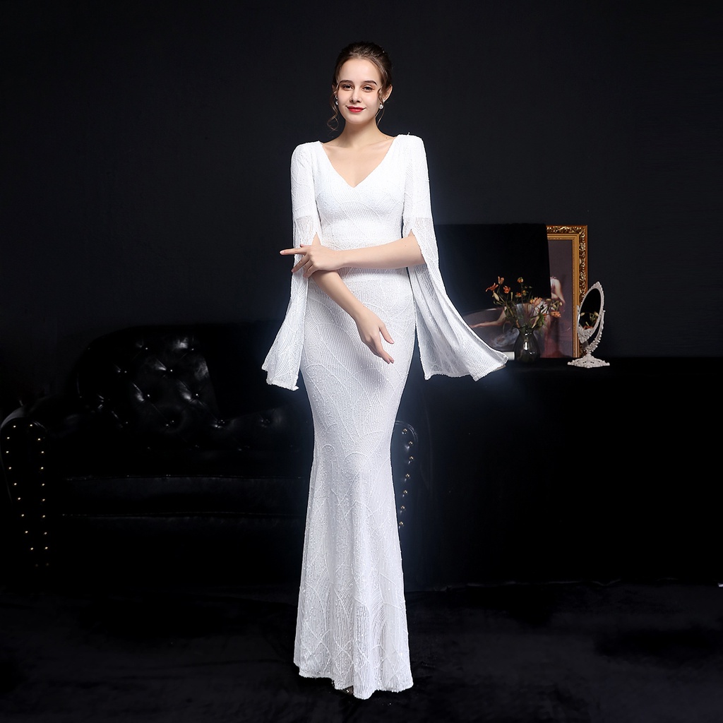 【In Stock】Evening dress women banquet Sequin fishtail prom party dress long gown formal birthday dre