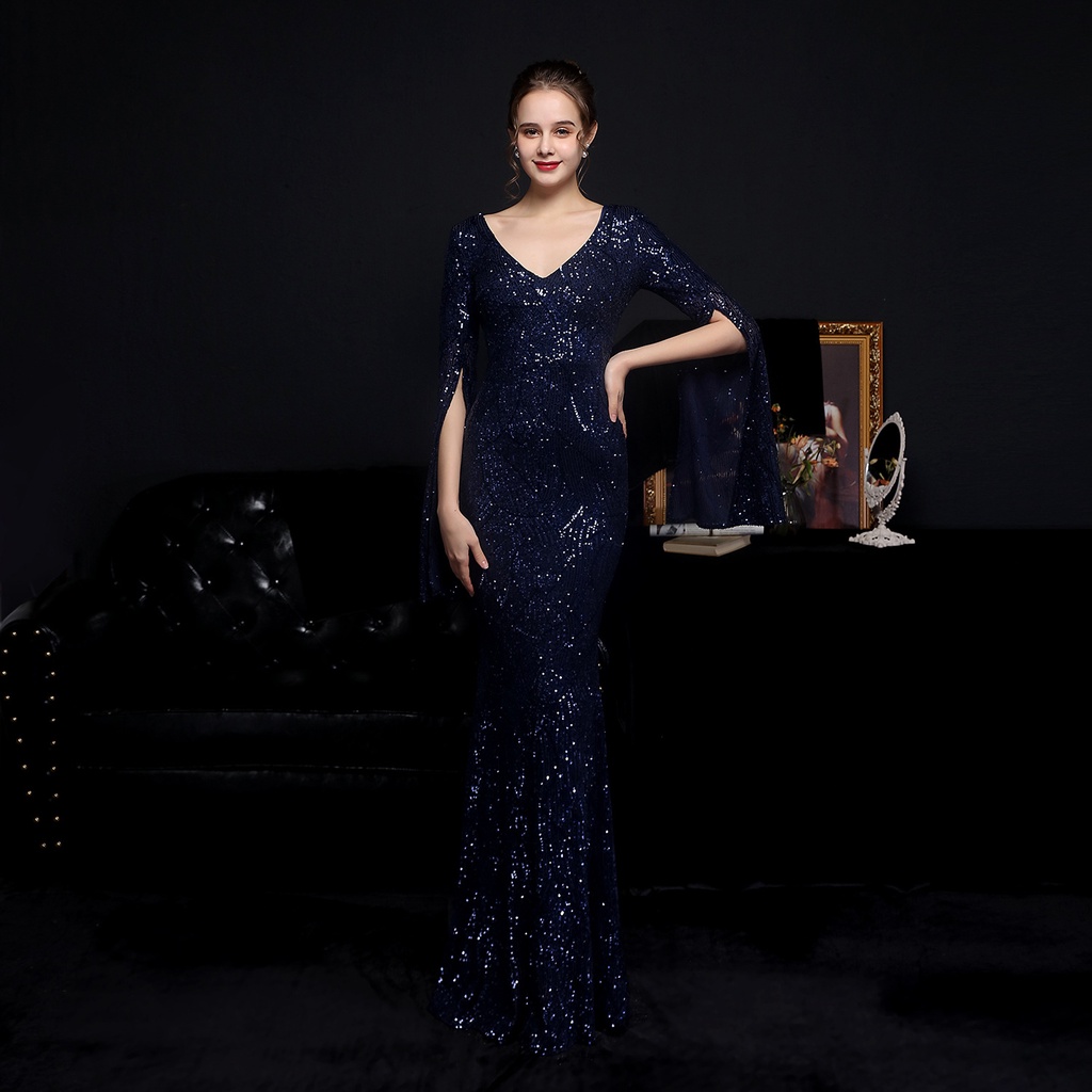 【In Stock】Evening dress women banquet Sequin fishtail prom party dress long gown formal birthday dre