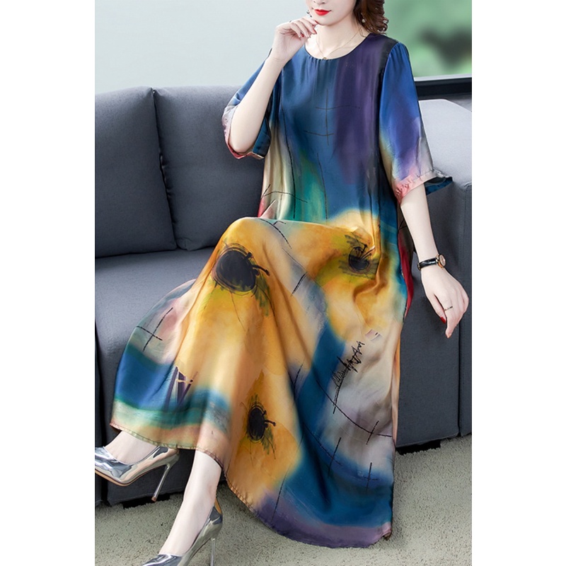 Mother's Dress Elegant Dinner Dress Plus Size Short Sleeve Mother Long Midi Dress Women's Casual Loo