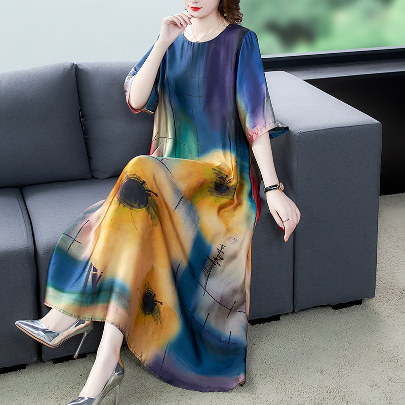 Mother's Dress Elegant Dinner Dress Plus Size Short Sleeve Mother Long Midi Dress Women's Casual Loo