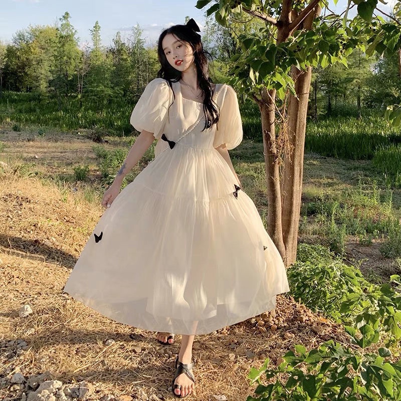 dress French fairy dress thin section small crowd over the knee slim long skirt female ankle forest 