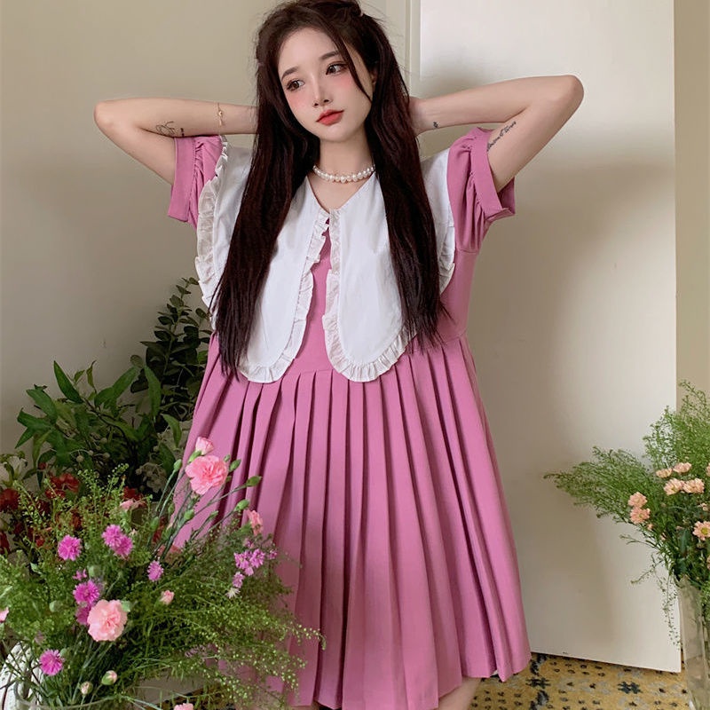 summer black green pink midi women dress korean style elegant princess prom dress dinner dress plus 
