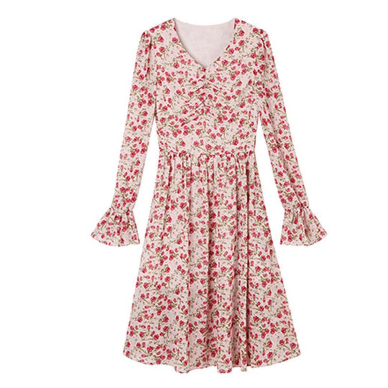 elegant Sunday party dress pink dress fomal dress Korean long sleeve dress cocktail church dress lon