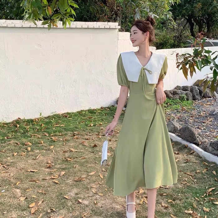 summer dress for women sage green dress french dress vintage dress graduation dress party dress sage
