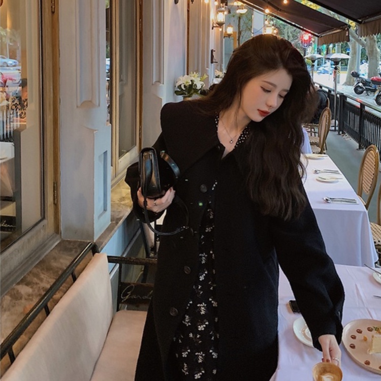 black floral beach dress long women dress korean style dinner dress plus size long sleeve elegant pr