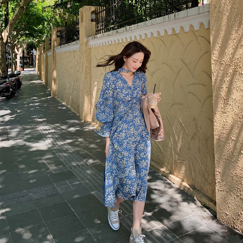 formal dress cocktail dress blue dress maternity dress korean v neck plus summer long size dress for