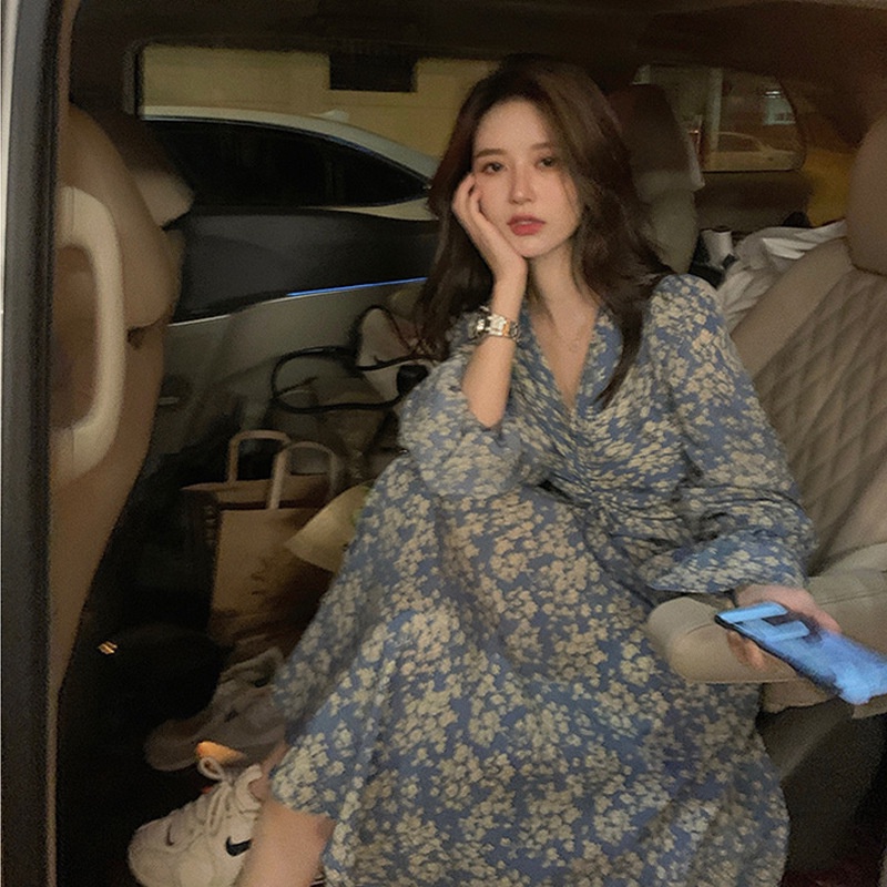 formal dress cocktail dress blue dress maternity dress korean v neck plus summer long size dress for