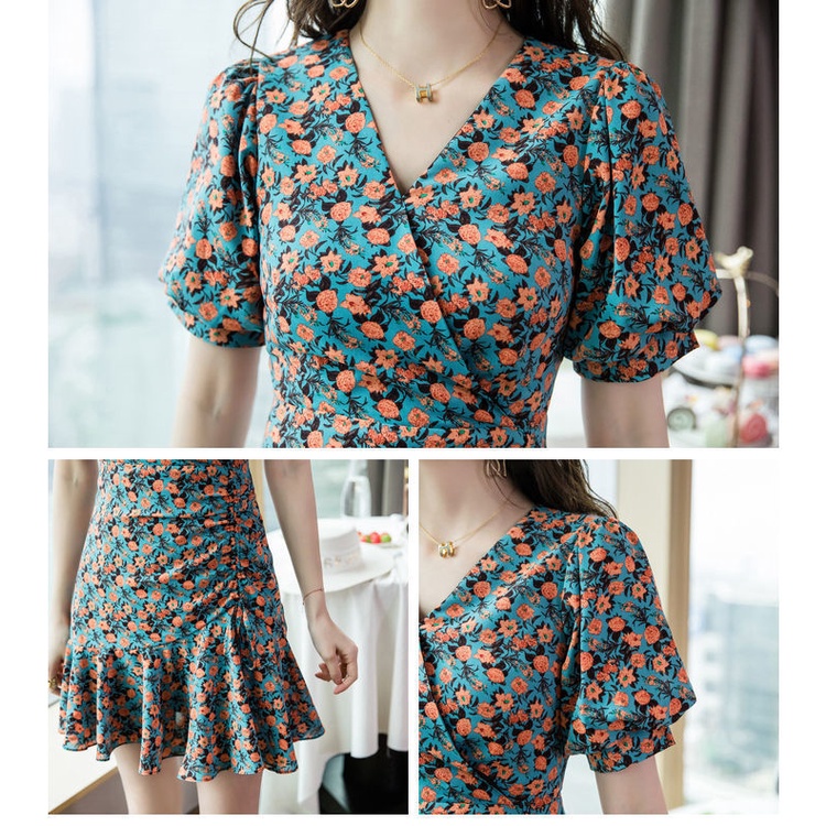 Summer Floral Dress Female New Style ins Slimmer Look Student Skirt A-Shaped