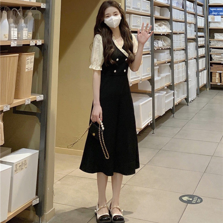 French Hepburn Vintage Style V-Neck Ruffle Sleeve A-line Dresses Women's Gentle Fairy Princess High 