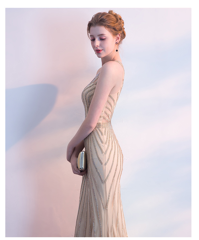 Suzhou Factory Slinky Mermaid Sparkly Beaded Women Long Mexi Evening Dresses