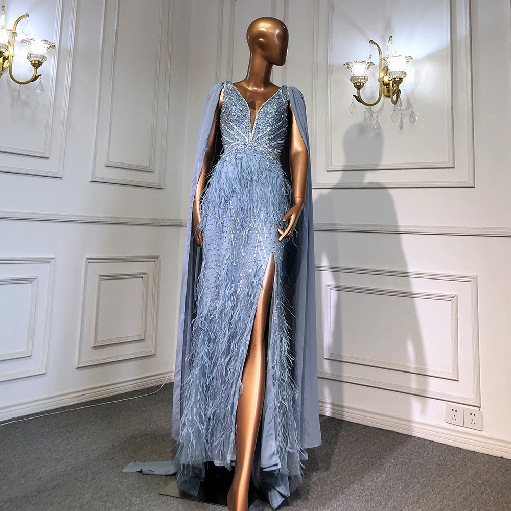 New Arrival Modest Mermaid Gown Elegant Prom Party Maxi Sequin Evening Dress