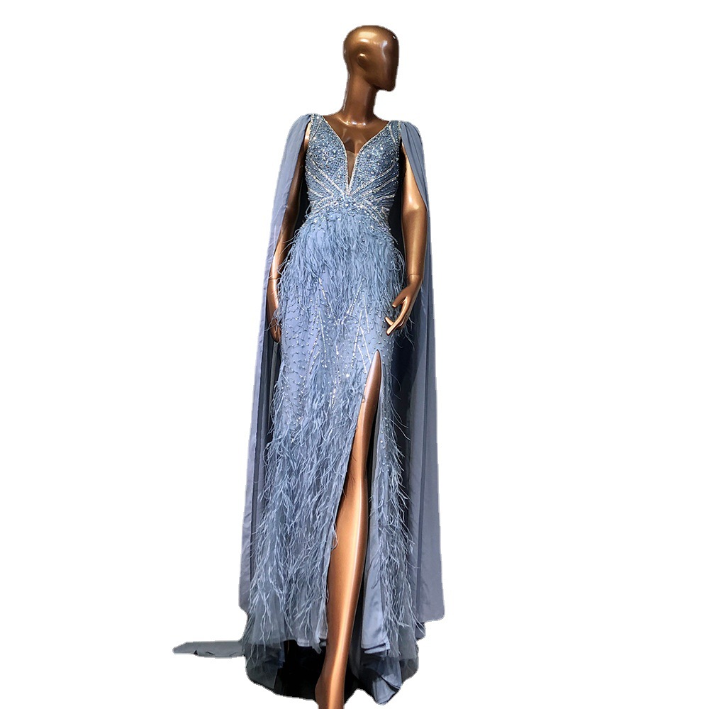 New Arrival Modest Mermaid Gown Elegant Prom Party Maxi Sequin Evening Dress