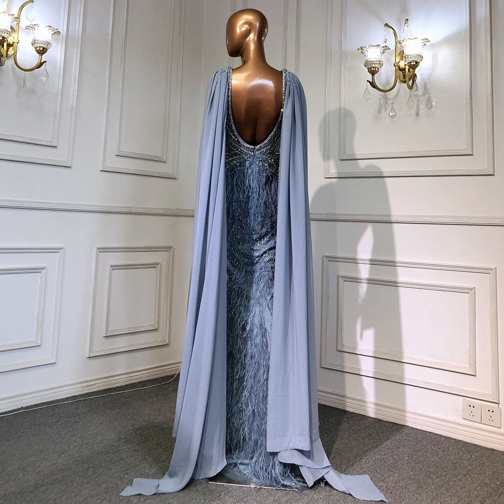 New Arrival Modest Mermaid Gown Elegant Prom Party Maxi Sequin Evening Dress