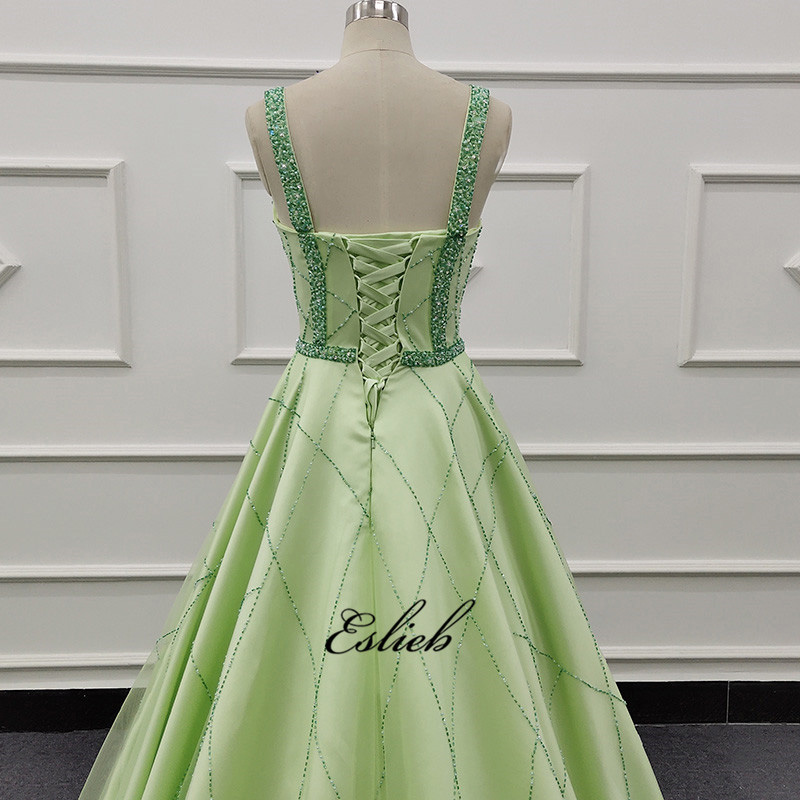 Eslieb Evening Dress 2019 Long Sexy Sleeveless Prom Dresses Lace Bead Crystal Belt Robe De Soiree Ev