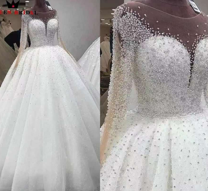 220217-1 XS-5XL The new slim-show pompous skirt with trailing heavy handmade sequins lace wedding dr