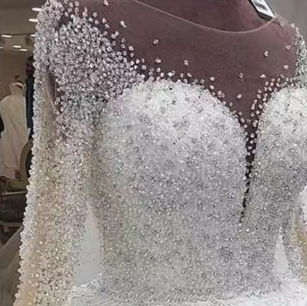 220217-1 XS-5XL The new slim-show pompous skirt with trailing heavy handmade sequins lace wedding dr