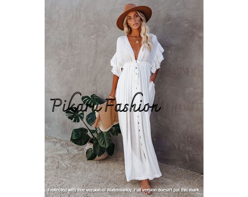 New Fashion Women Clothing Dress Deep V-Neck Floral Plus Size Long Maxi Dress For Women