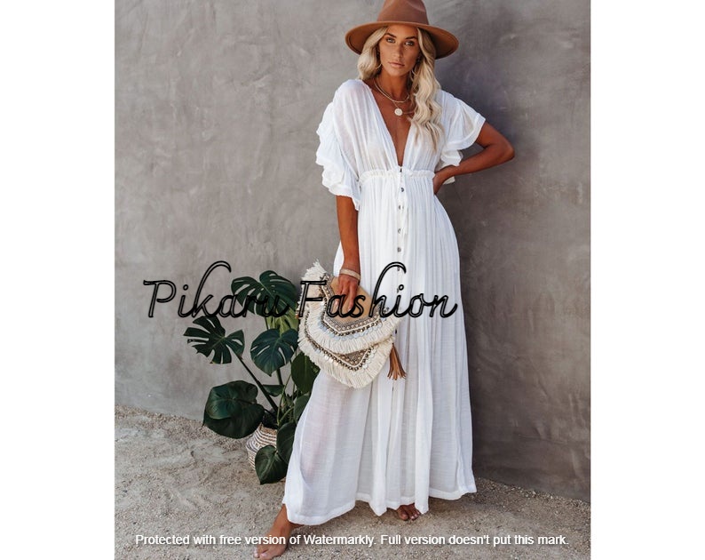 New Fashion Women Clothing Dress Deep V-Neck Floral Plus Size Long Maxi Dress For Women