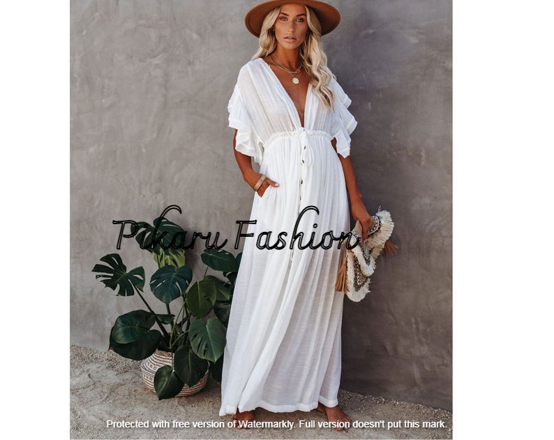 New Fashion Women Clothing Dress Deep V-Neck Floral Plus Size Long Maxi Dress For Women